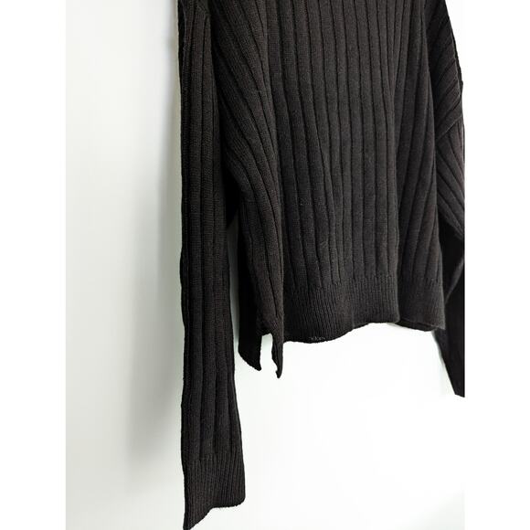 Black Knit Ribbed Sweater Funnel Neck Topshop - Picture 10 of 12
